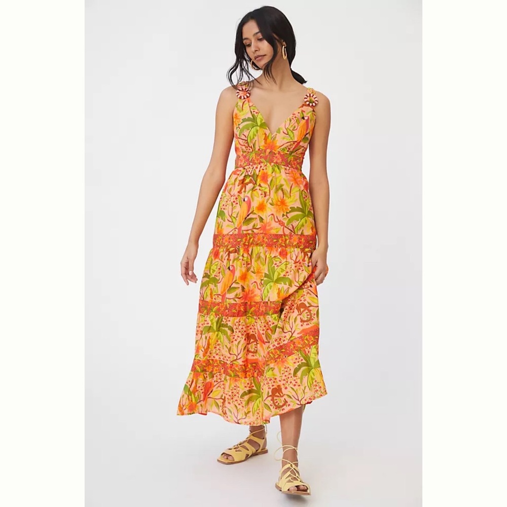 Farm Rio / NWT Tropical Tiered Maxi Dress